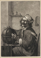 KG 05389
<br/>
Democritus, zittend met een globe
<br/>
<em>Bruggen, Jan van der (1649 -1689 na)</em>